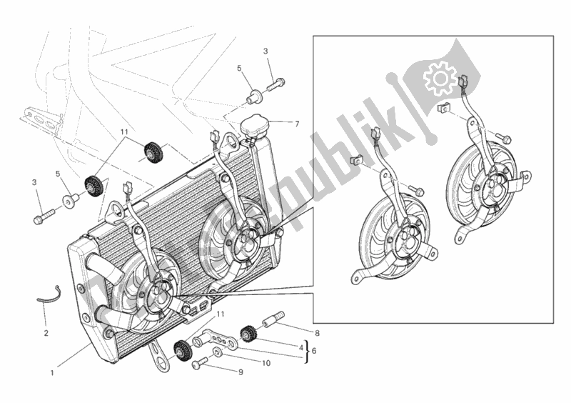 Todas las partes para Enfriador De Agua de Ducati Multistrada 1200 ABS 2014